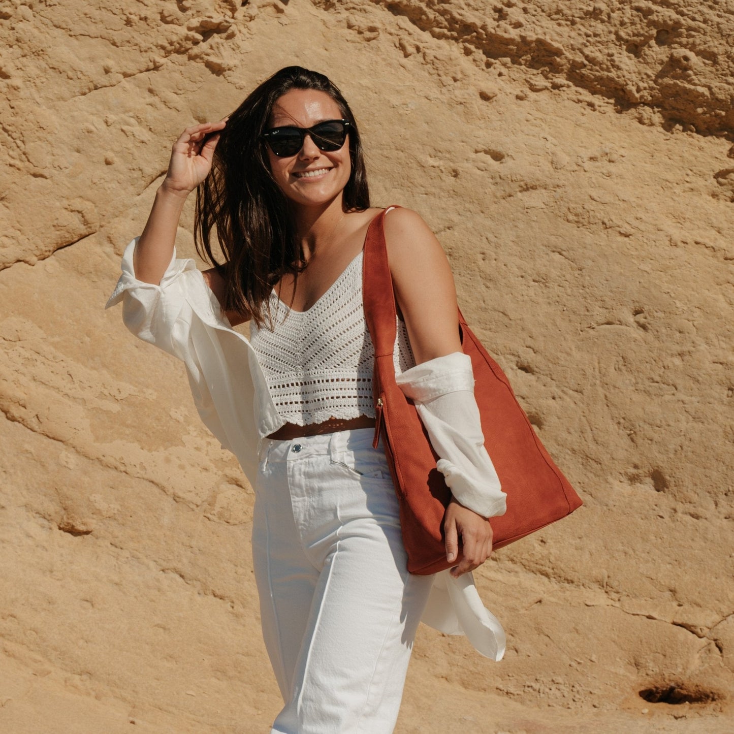 Double Zip Hobo Bag - Nubuk Ruggine - ann kurz