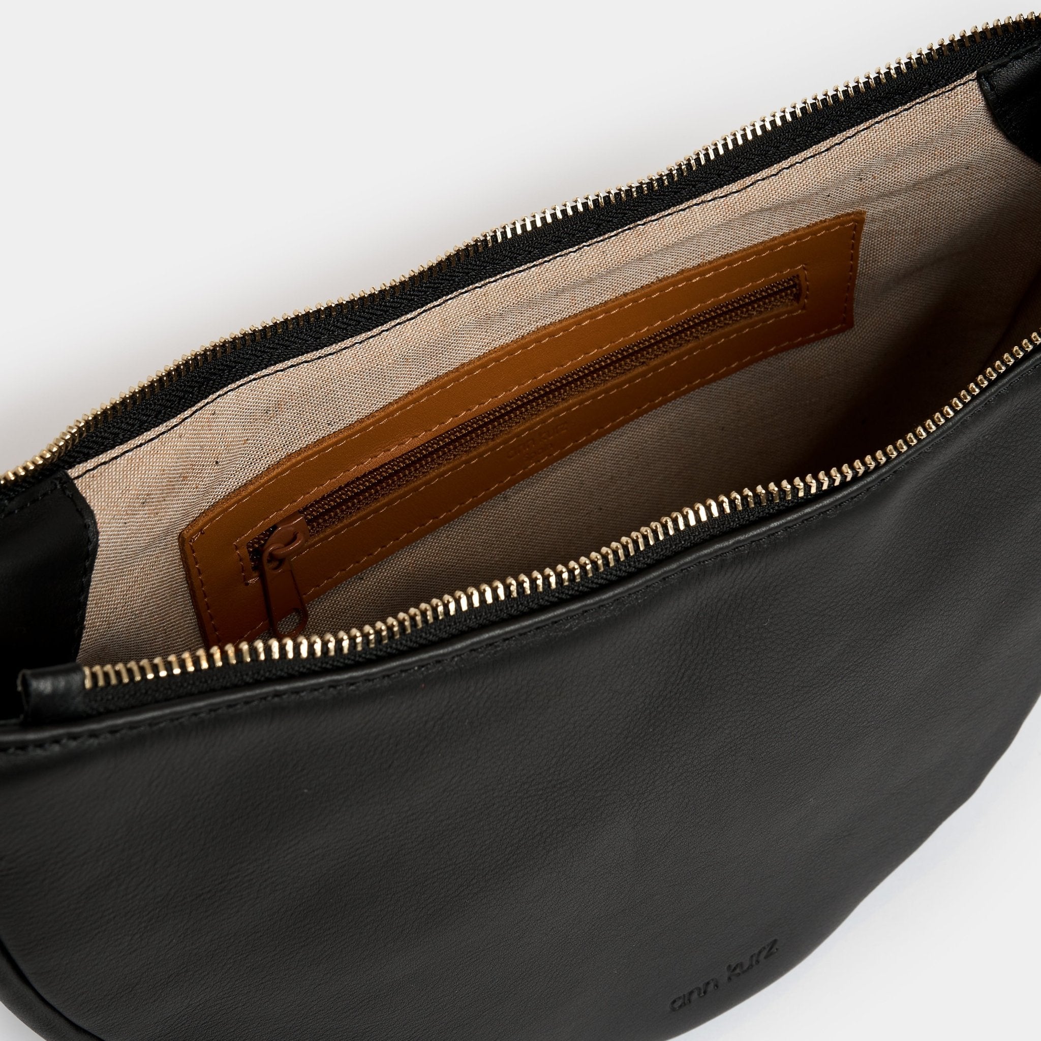 Large Half Moon Bag - Nappa Black - ann kurz