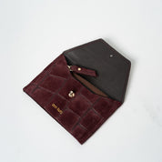 Tiny Envelope  - Croco Print Suede Burgundy