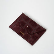 Tiny Envelope  - Croco Print Suede Burgundy