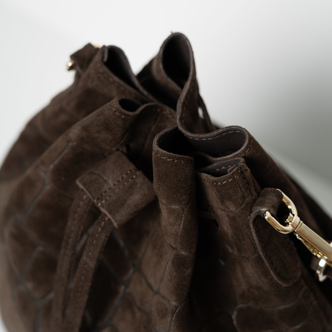 Saku - Suede Croco Print Moccha