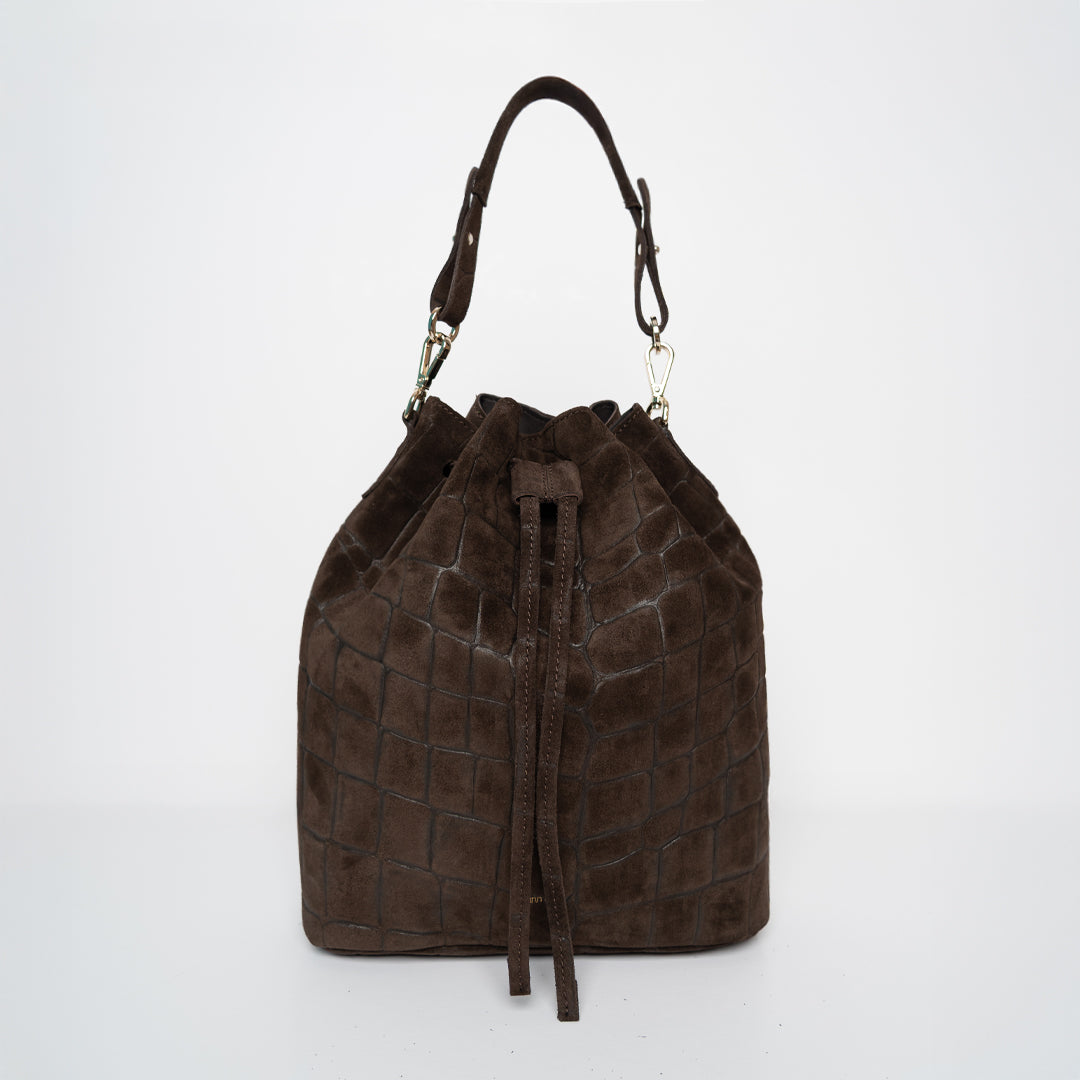 Saku - Suede Croco Print Moccha