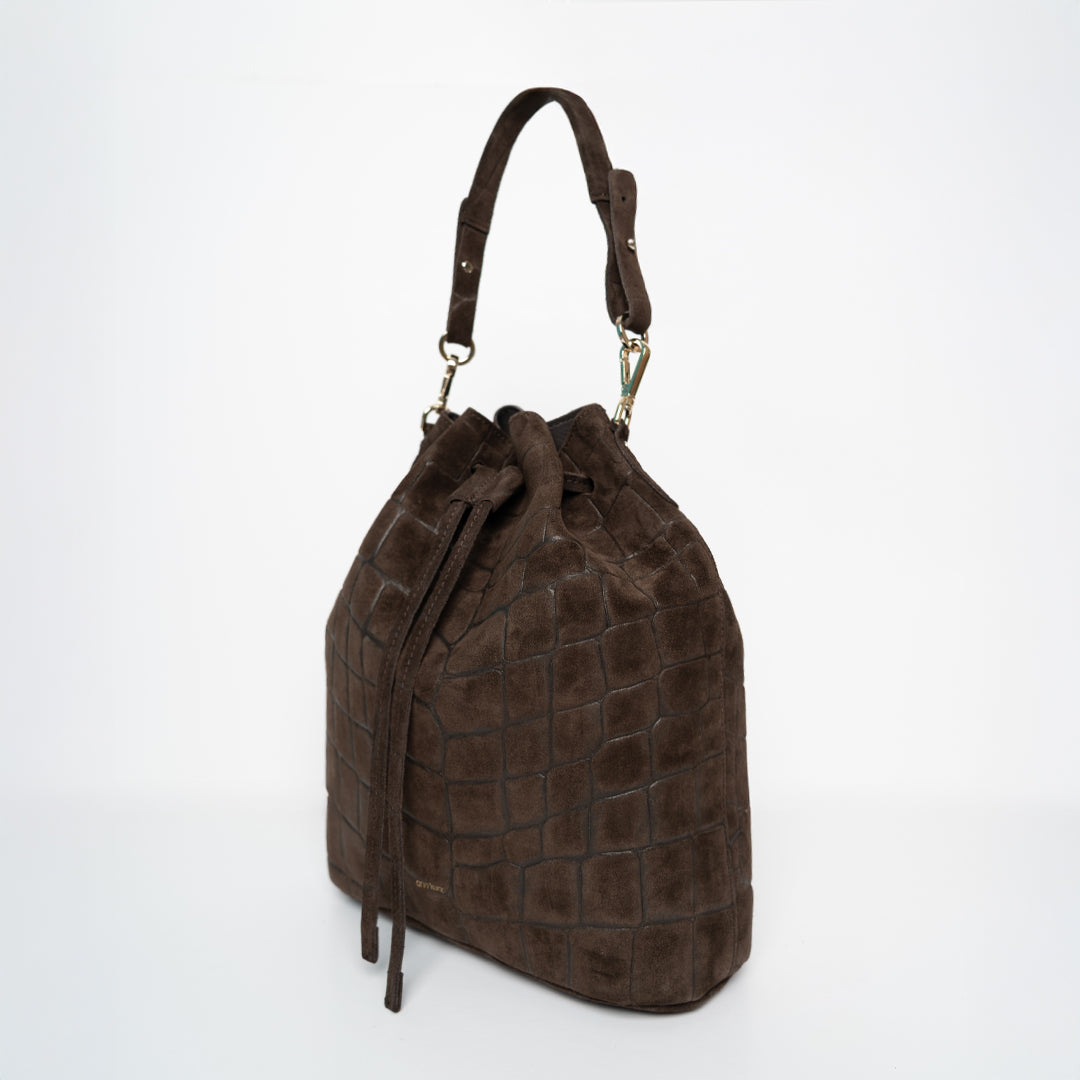 Saku - Suede Croco Print Moccha