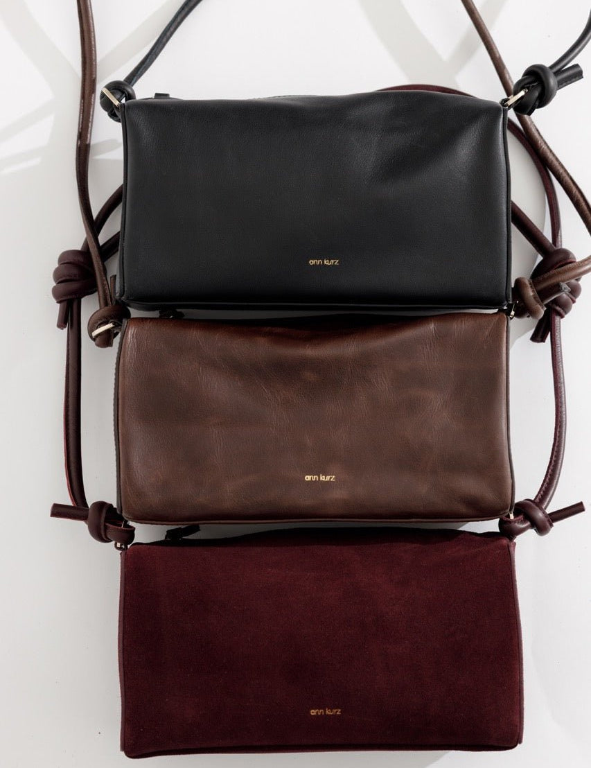 Baguette Shape Bag with Knots - Nappa Black - ann kurz