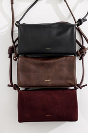 Baguette Shape Bag with Knots - Nappa Black - ann kurz