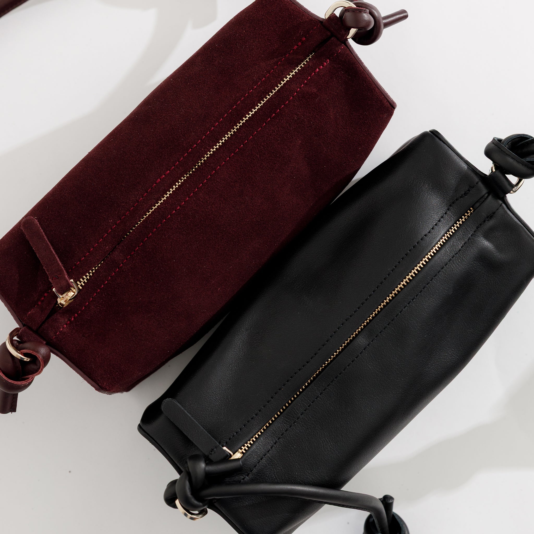 Baguette Shape Bag with Knots - Nappa Black - ann kurz