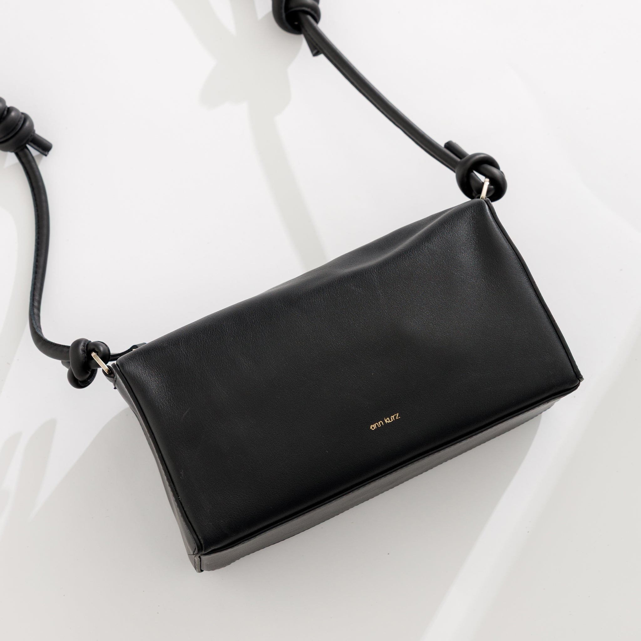 Baguette Shape Bag with Knots - Nappa Black - ann kurz