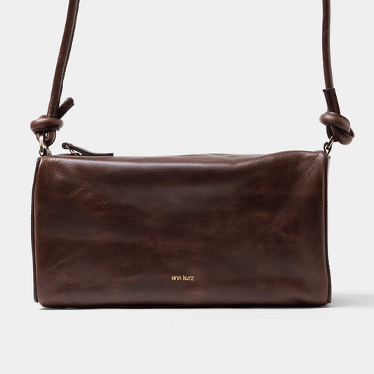 Baguette Shape Bag with Knots - Shiny Mocha - ann kurz