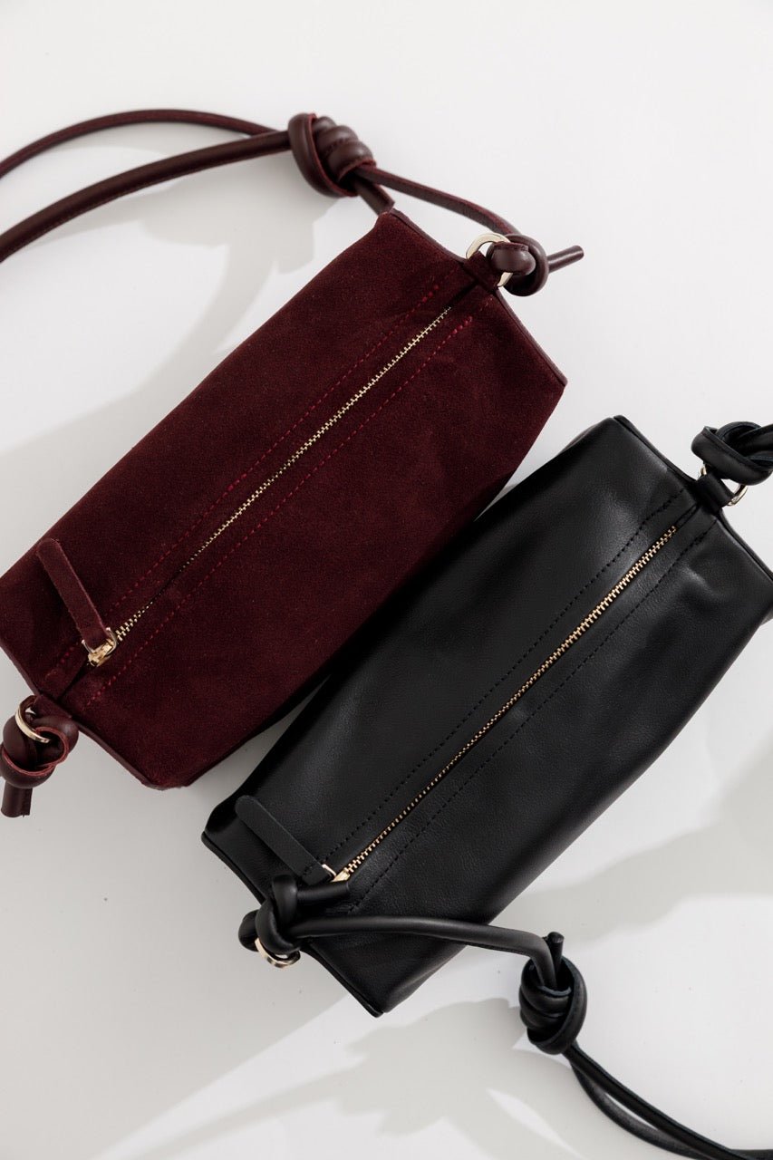 Baguette Shape Bag with Knots - Shiny Mocha - ann kurz