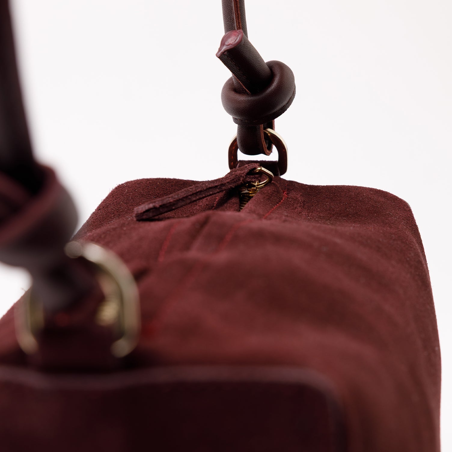 Baguette Shape Bag with Knots - Suede Burgundy - ann kurz