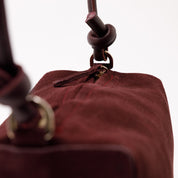 Baguette Shape Bag with Knots - Suede Burgundy - ann kurz
