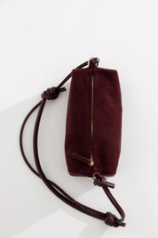 Baguette Shape Bag with Knots - Suede Burgundy - ann kurz