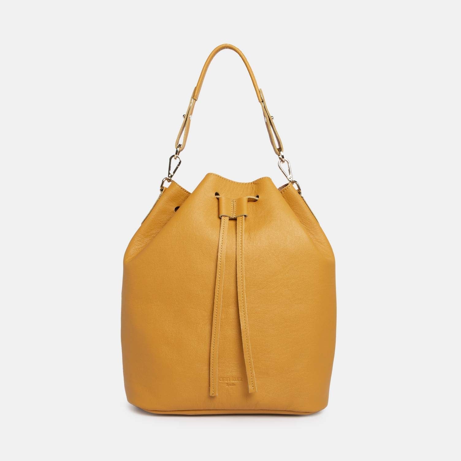 Convertible Saku Bucket Bag - Capretto Mustard - ann kurz