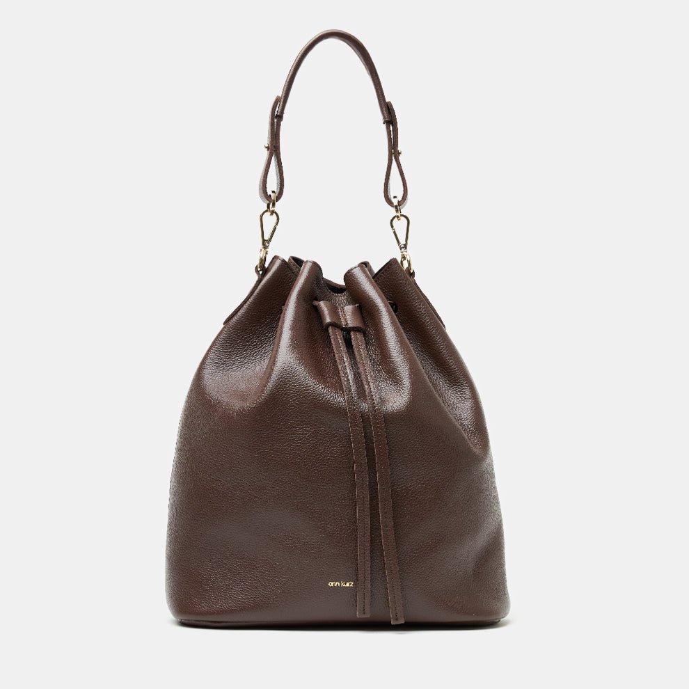 Convertible Saku Bucket Bag - Grained Leather Moka - ann kurz