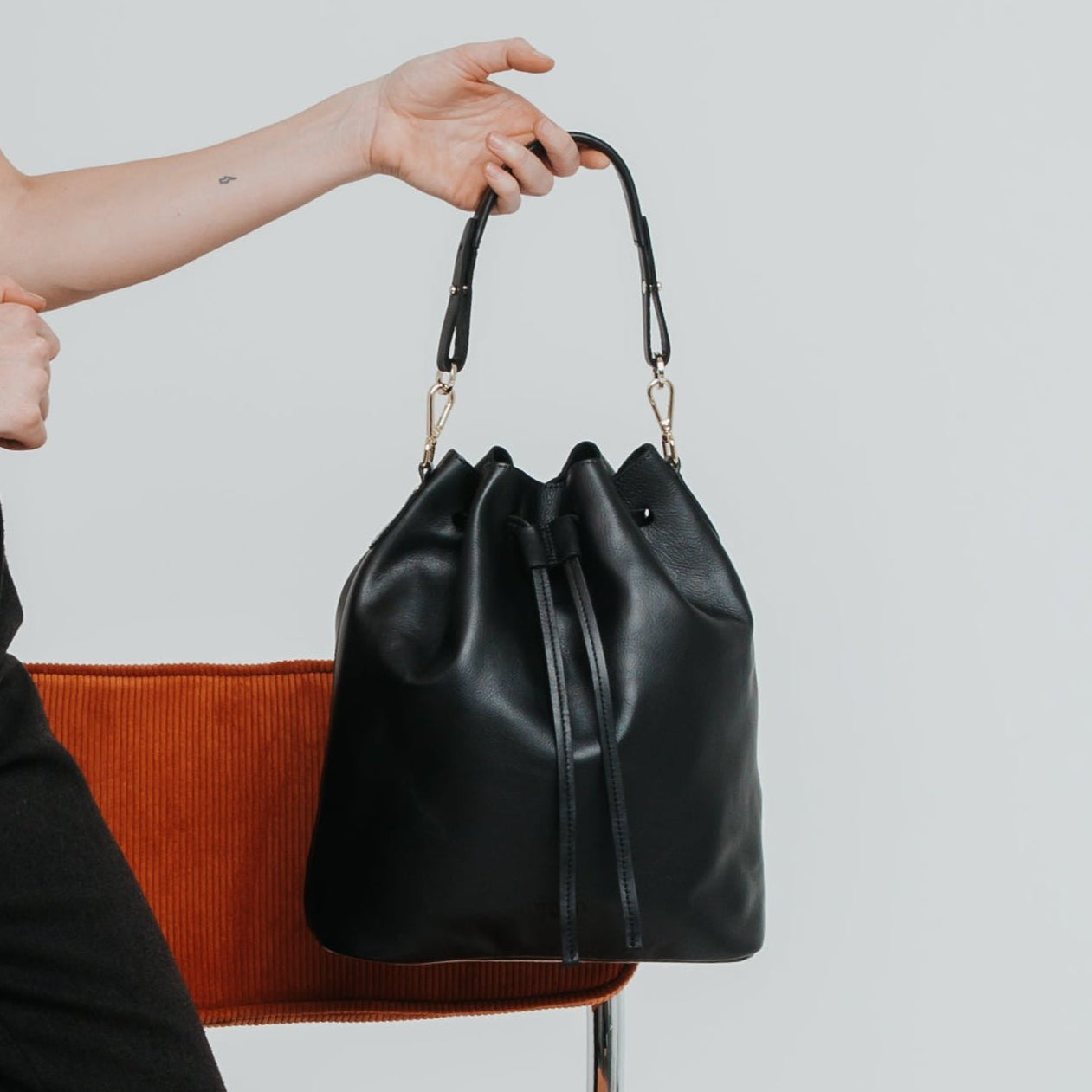 Convertible Saku Bucket Bag - Nappa Black - ann kurz