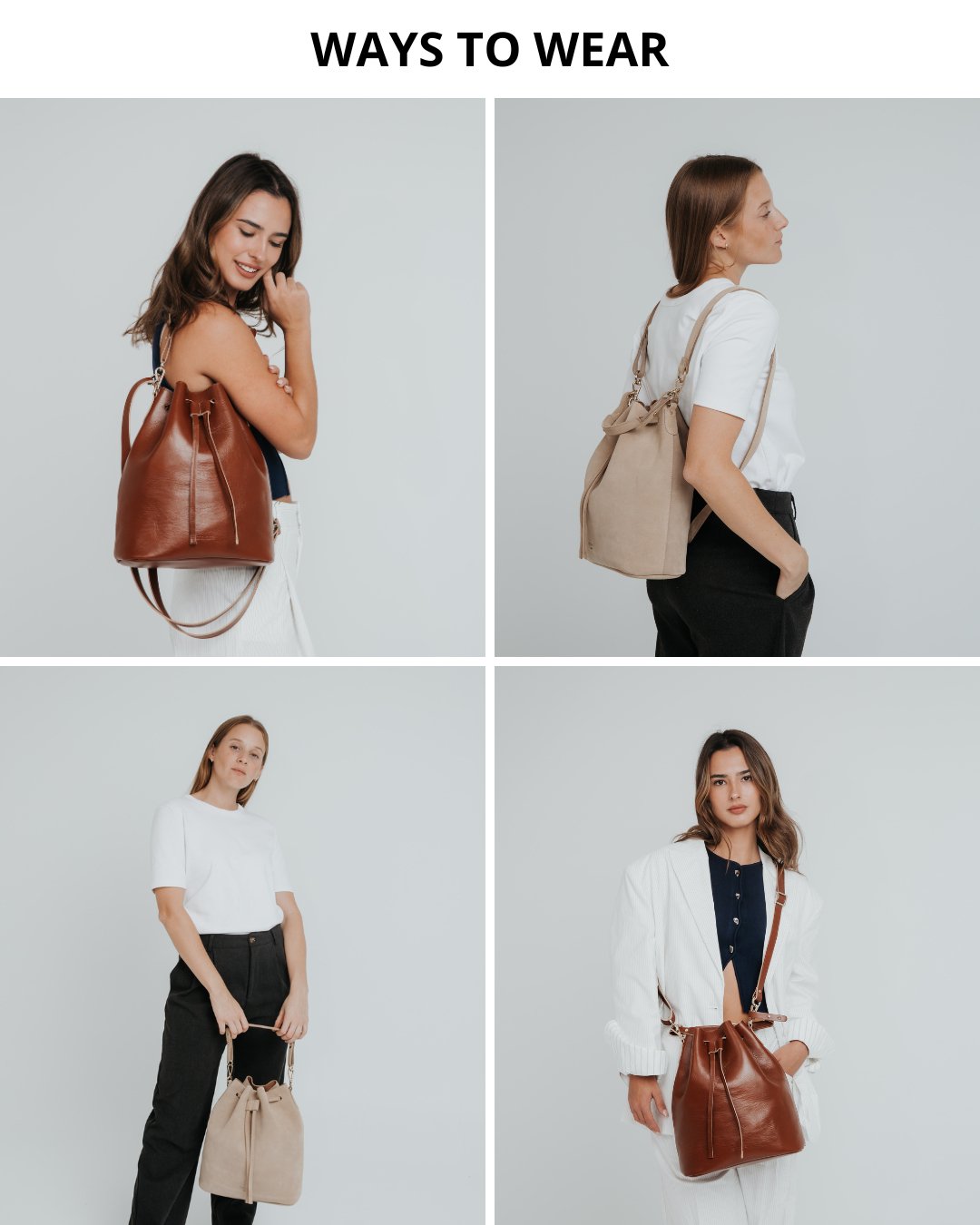 Convertible Saku Bucket Bag - Nappa Brown - ann kurz