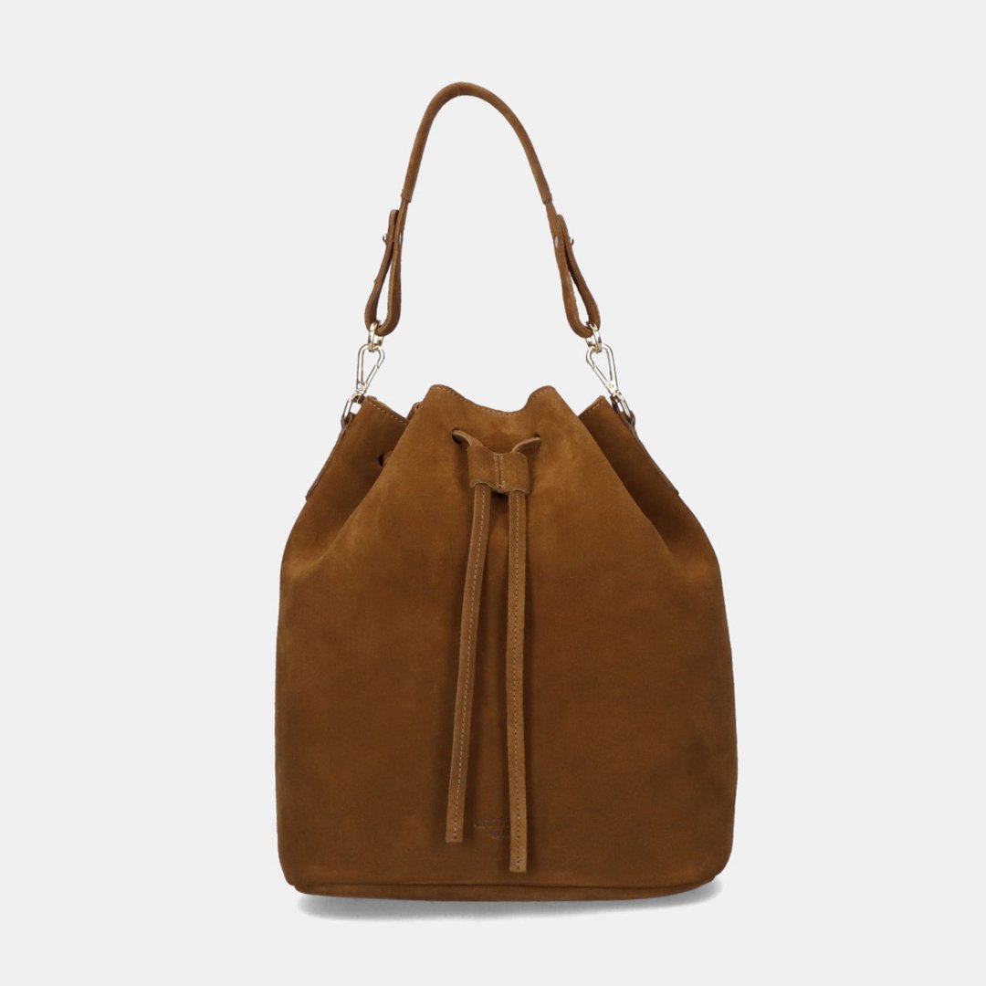 Convertible Saku Bucket Bag - Suede Brown - ann kurz