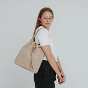 Convertible Saku Bucket Bag - Suede Caramelo - ann kurz