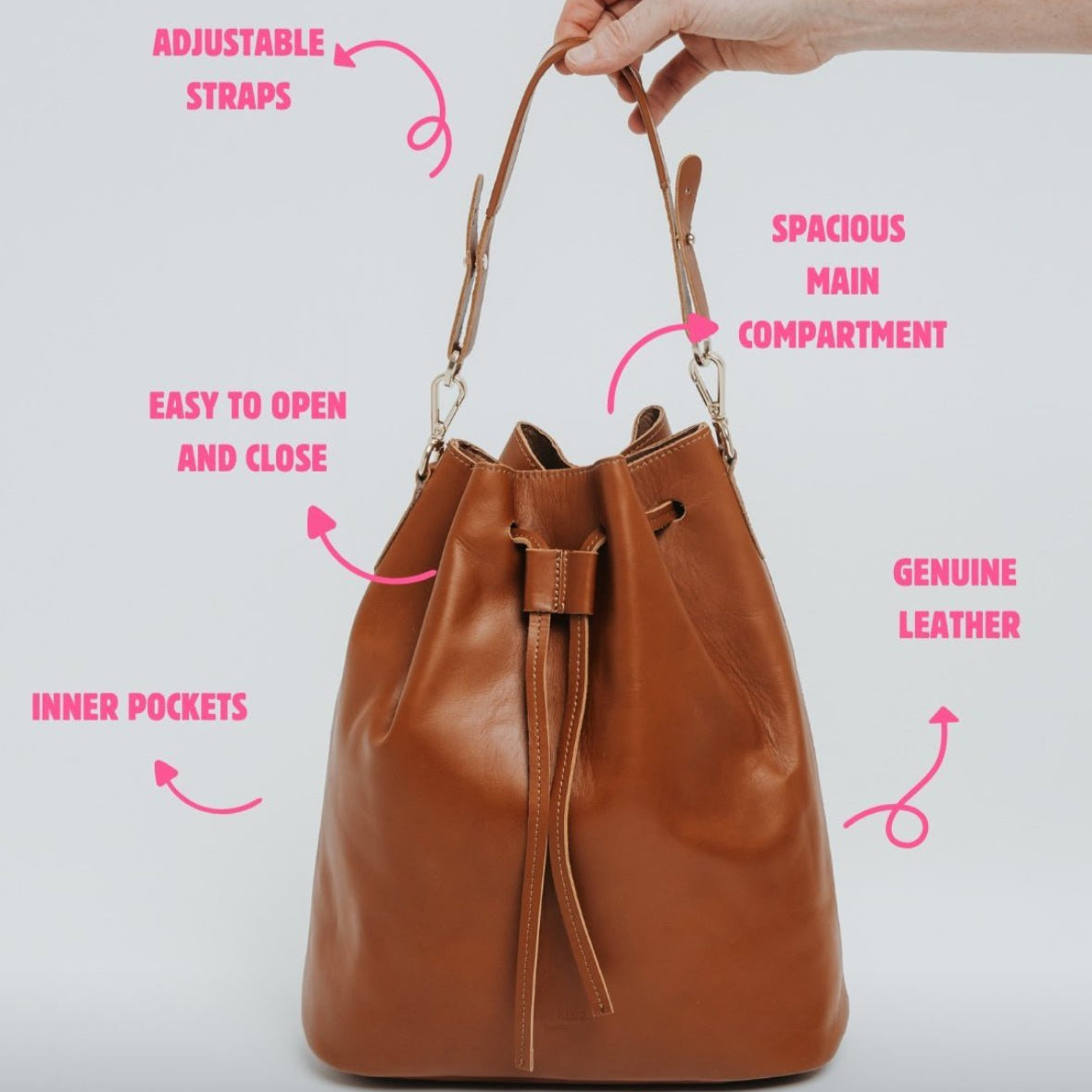 dasein fashion leather convertible drawstring bucket bag and backpack Saku