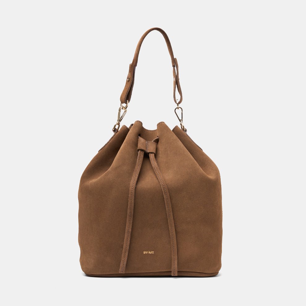 Convertible Saku Bucket Bag - Suede Fango - ann kurz