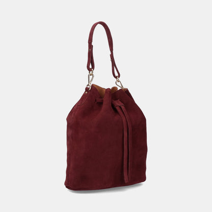 Convertible Saku Bucket Bag - Suede Maroon - ann kurz