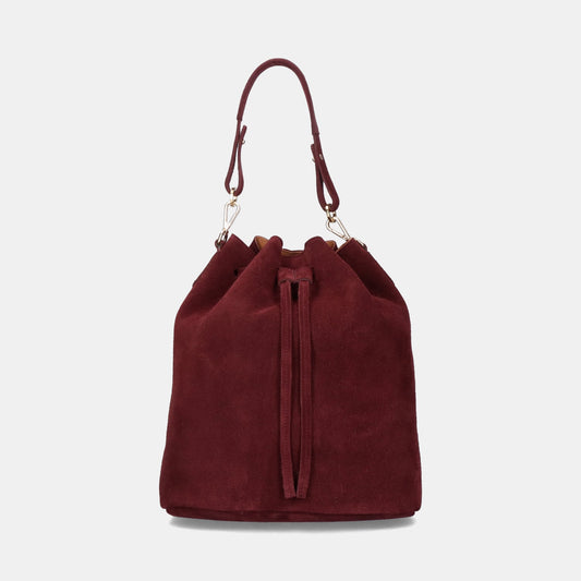 Convertible Saku Bucket Bag - Suede Maroon - ann kurz