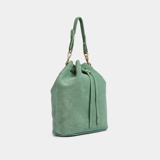 Convertible Saku Bucket Bag - Suede Menta - ann kurz