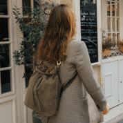 Convertible Saku Bucket Bag - Suede Olive - ann kurz