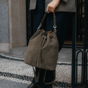 Convertible Saku Bucket Bag - Suede Olive - ann kurz