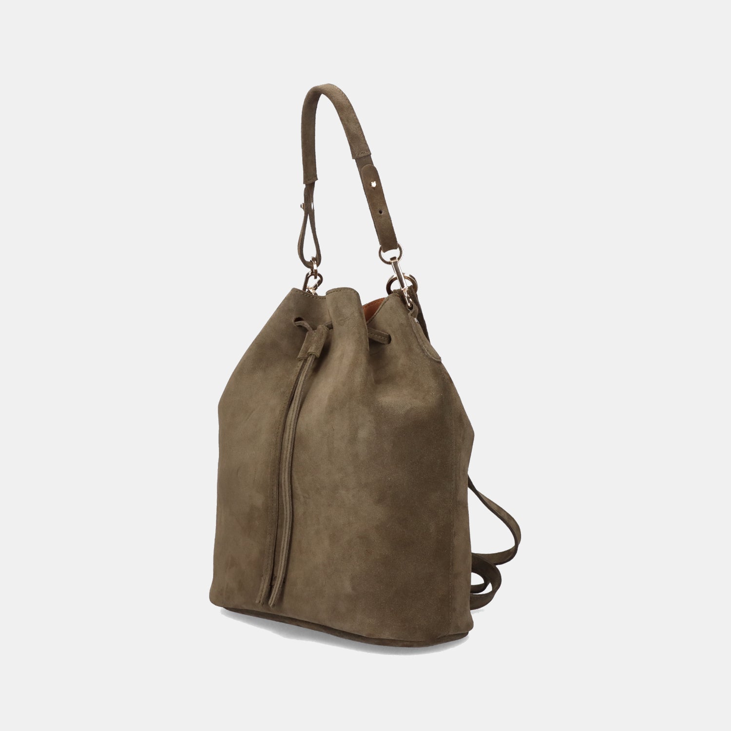 Convertible Saku Bucket Bag - Suede Olive - ann kurz