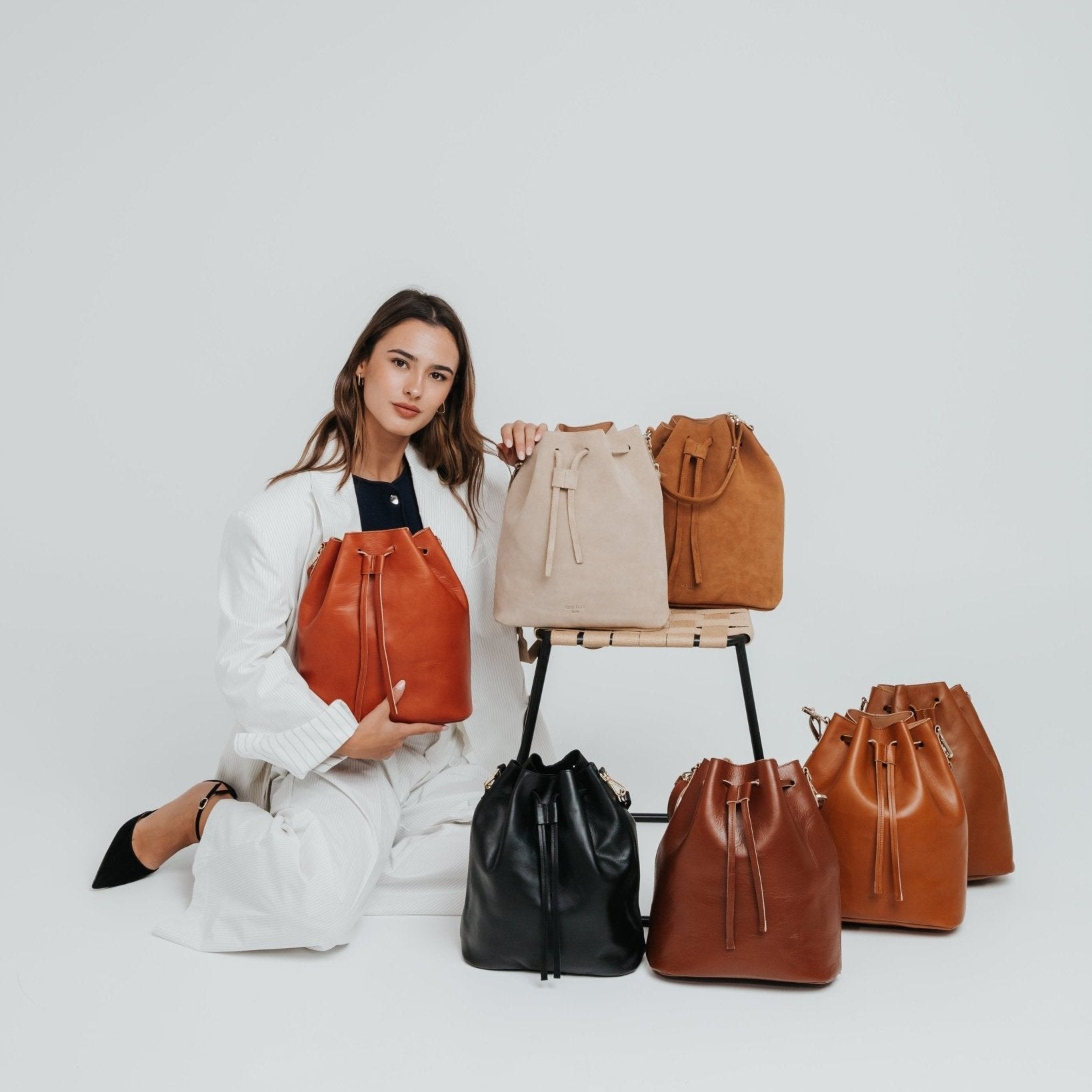 Convertible Saku Bucket Bag - Vegetable Tanned Dark Brown - ann kurz