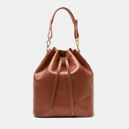 Convertible Saku Bucket Bag - Vegetable Tanned Dark Brown - ann kurz