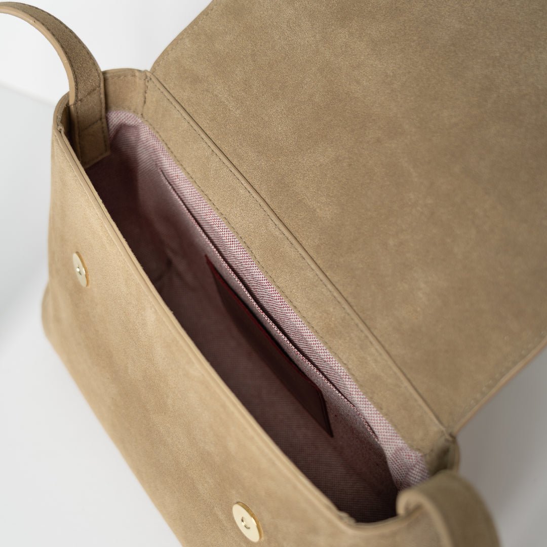 Crossbody - Recycled Suede Taupe - ann kurz