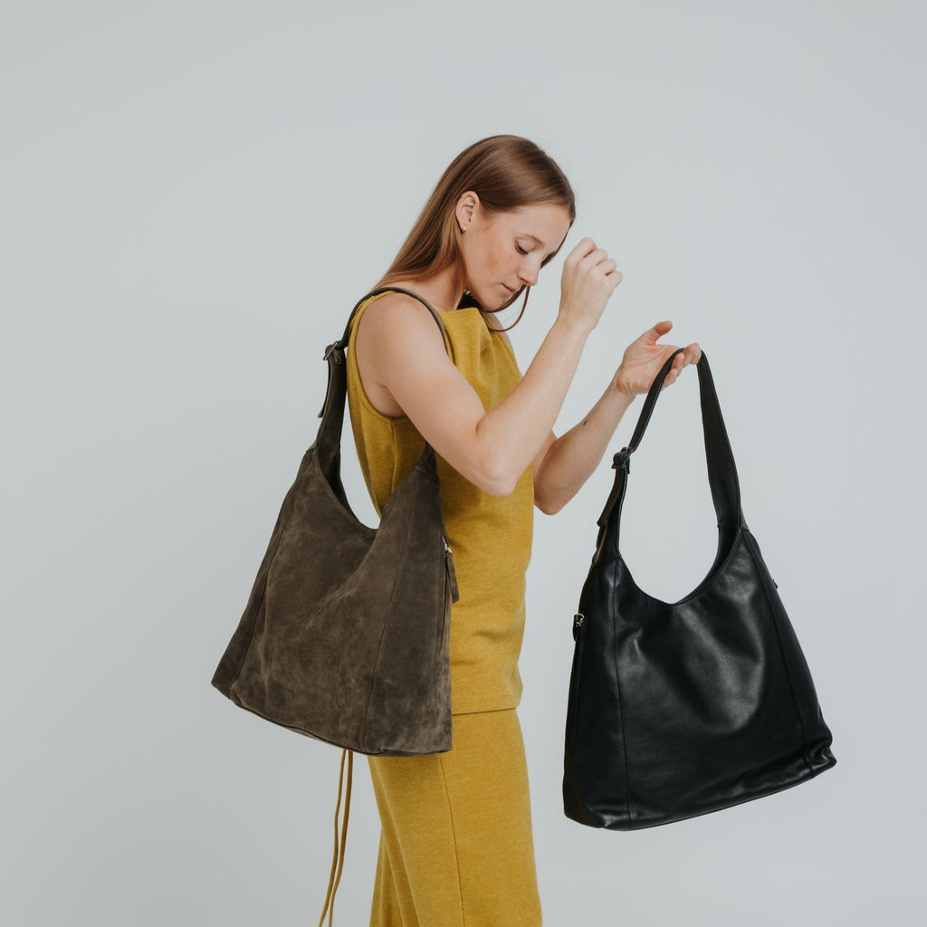 Double Zip Hobo Bag - Nappa Black - ann kurz