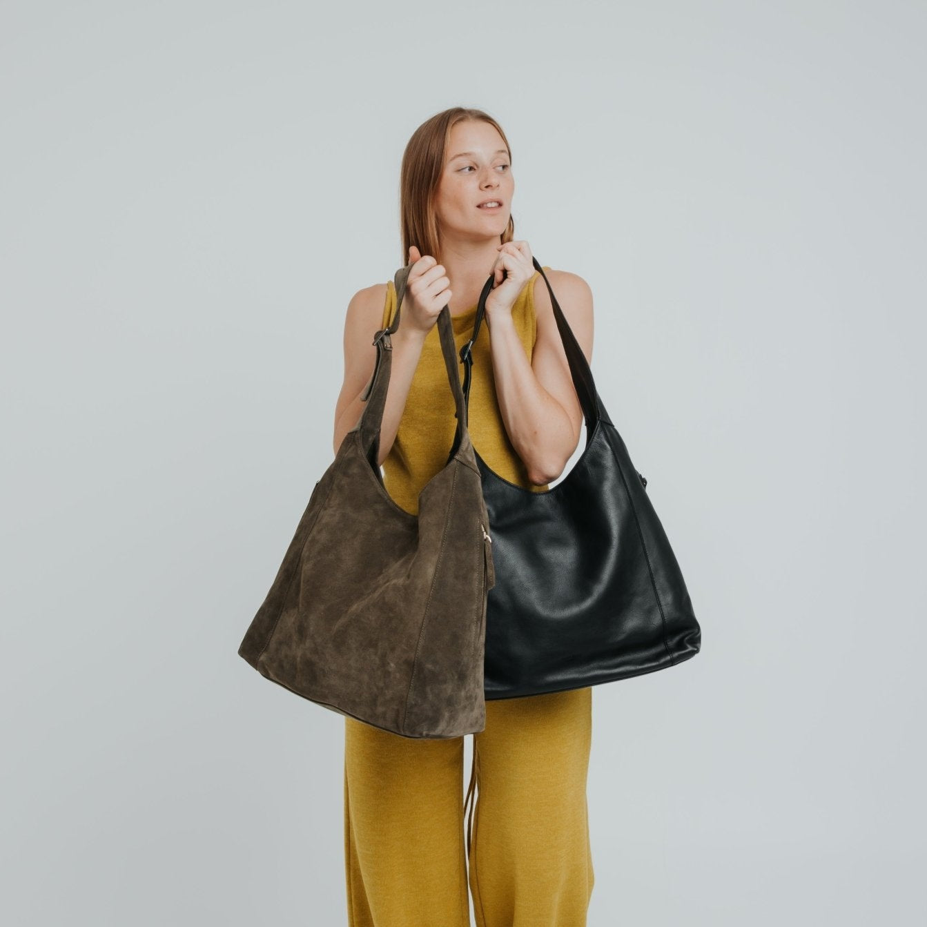 Double Zip Hobo Bag - Nappa Black - ann kurz