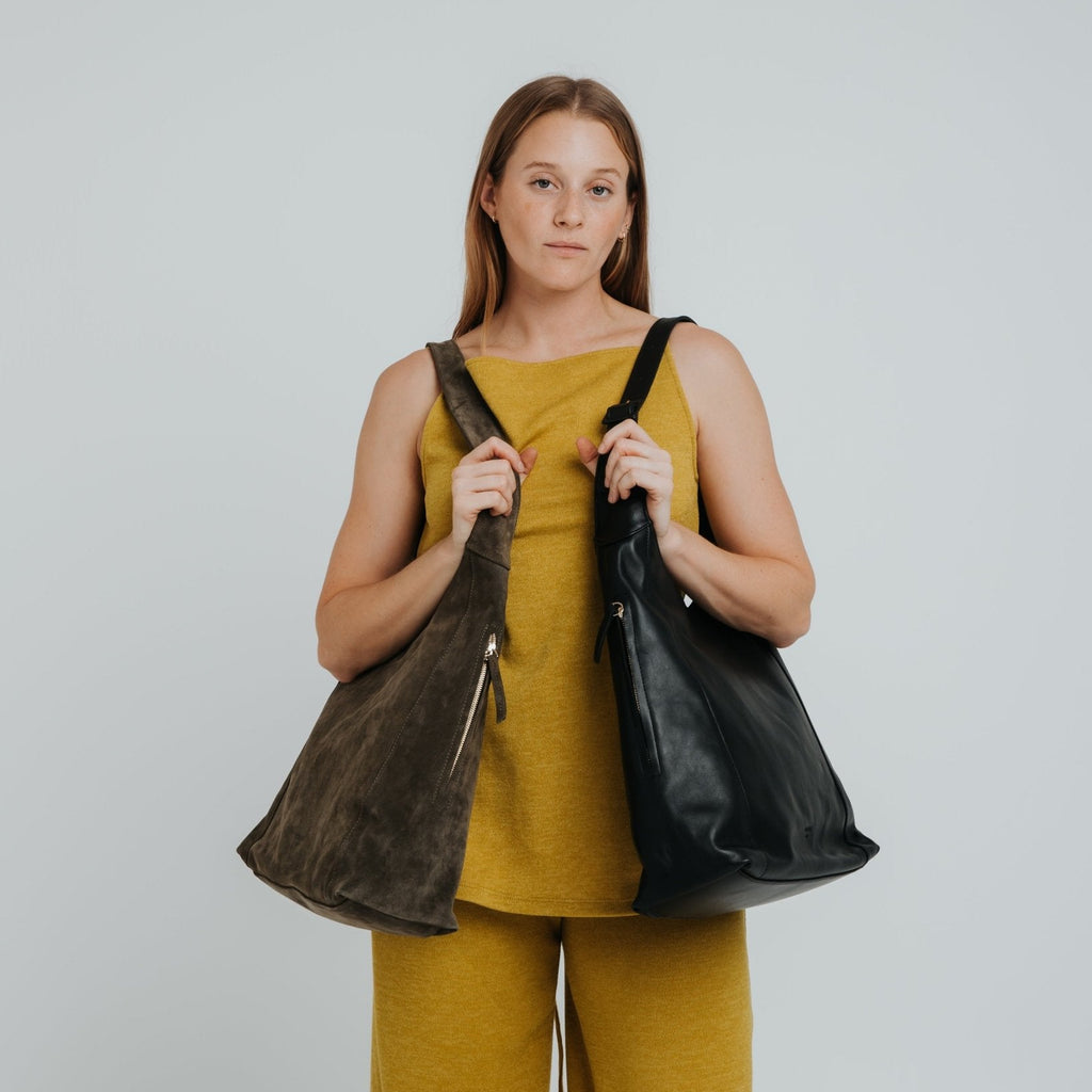 Double Zip Hobo Bag - Nappa Black - ann kurz
