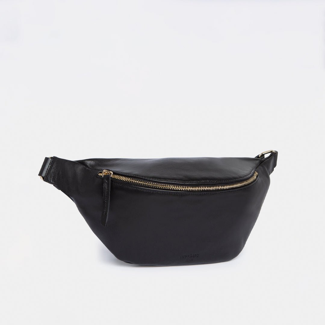 Fanny Pack Large - Nappa Black Gold - ann kurz