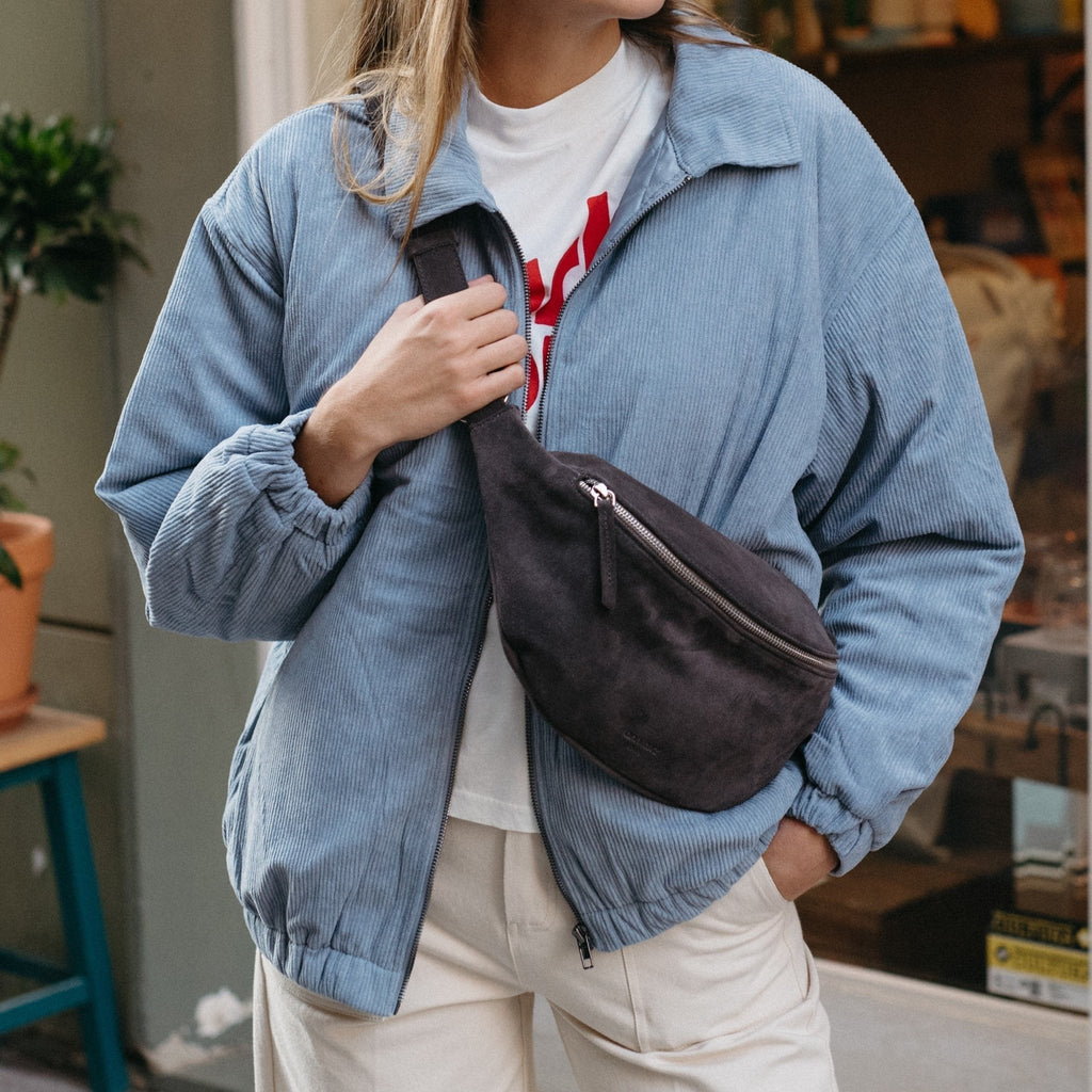 Fanny Pack Large - Nappa Black Silver - ann kurz