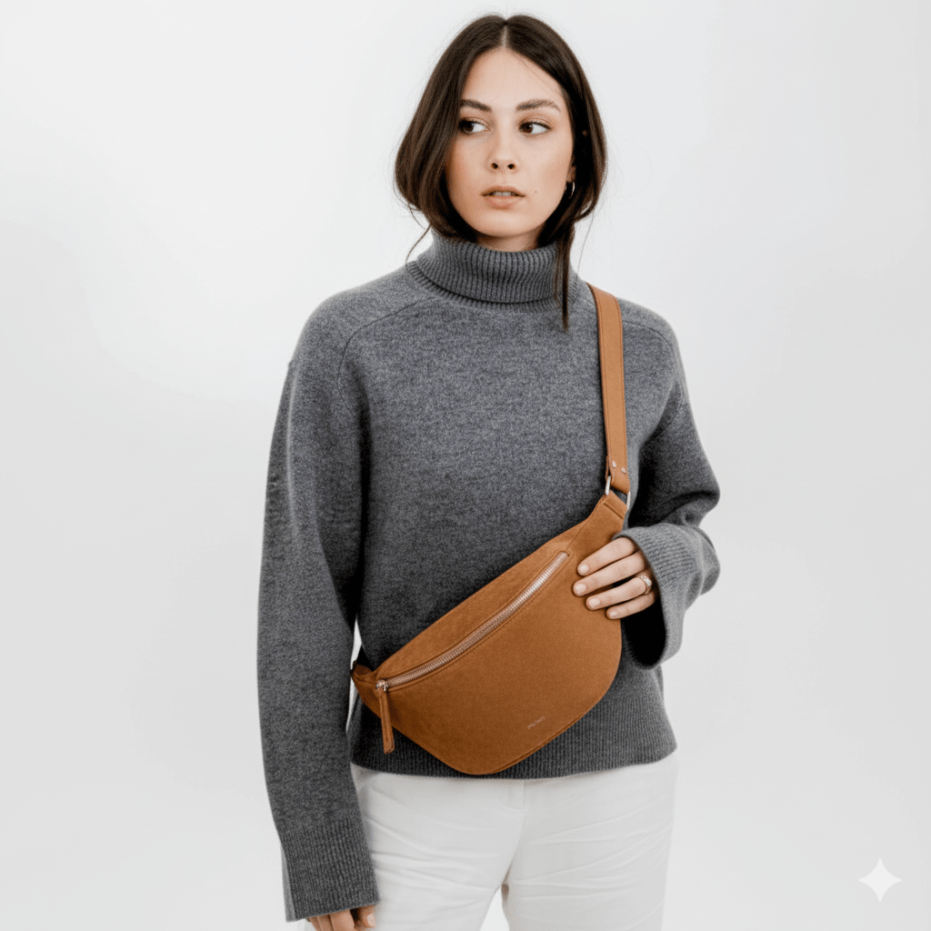 Fanny Pack Large - Suede Dark Nude - ann kurz