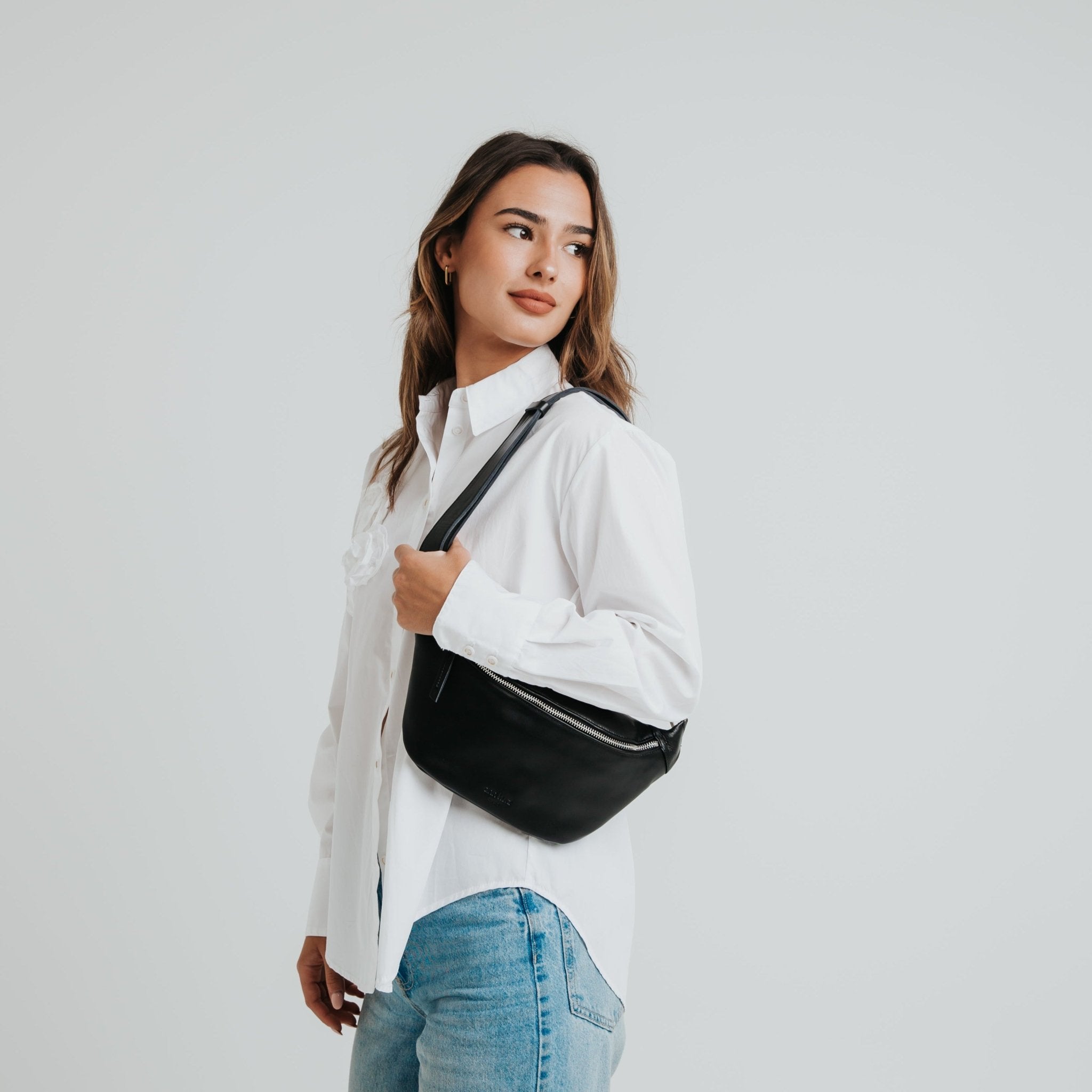 Fanny Pack - Nappa Black - Silver - ann kurz