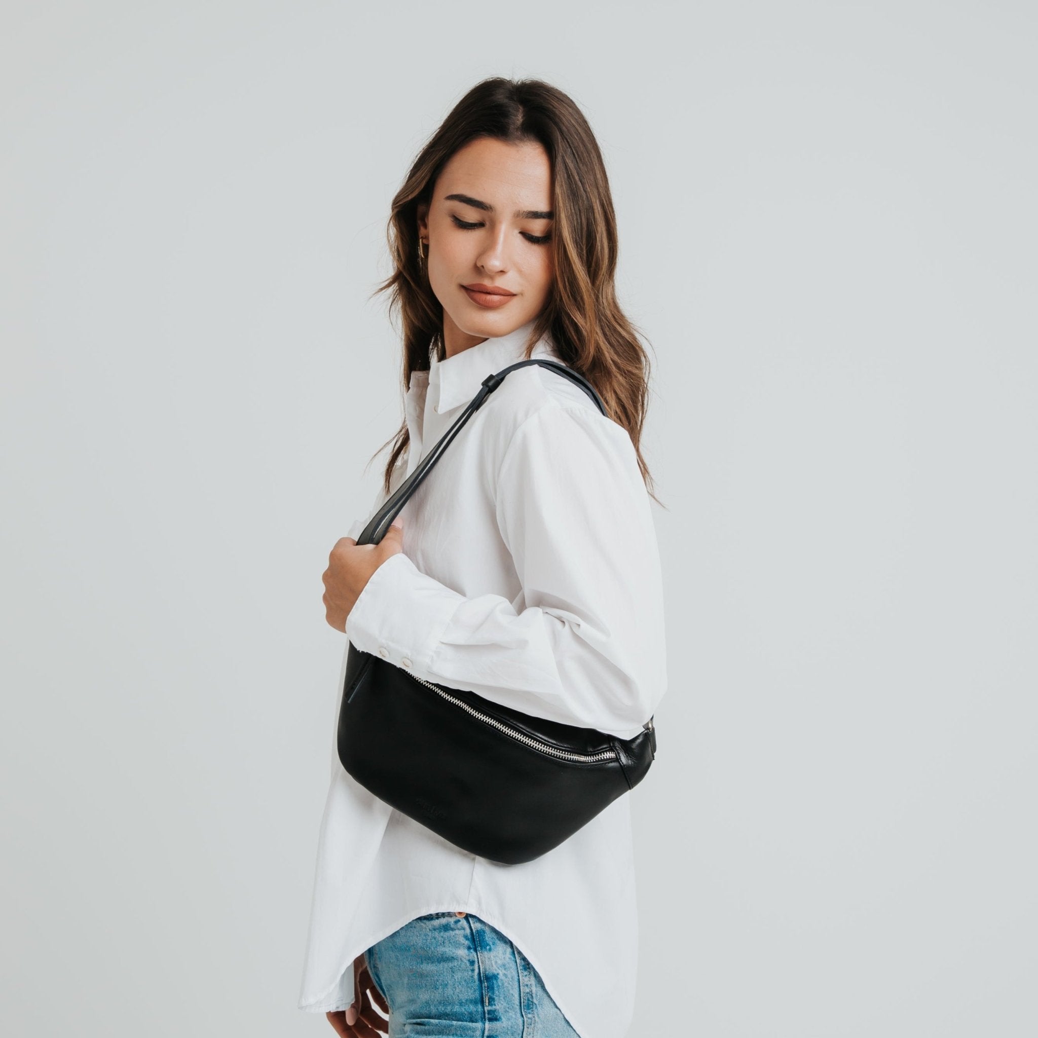 Fanny Pack - Nappa Black - Silver - ann kurz