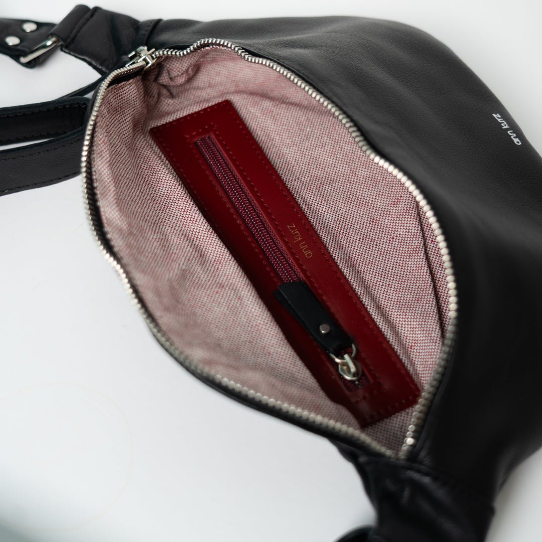 Fanny Pack - Nappa Black Silver Details - ann kurz