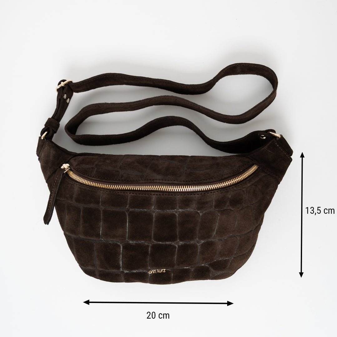 Fanny Pack - Suede Croco Print Mocha - ann kurz