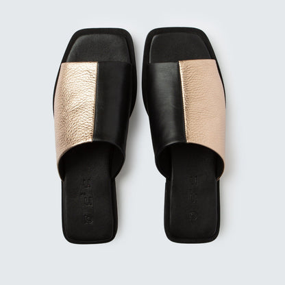 Flat Duo - Metallic Rosé & Nappa Black - 36 - ann kurz