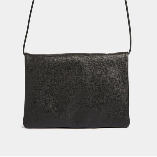 Fold Over Double - Compartment Shoulder Bag - Narok Black - ann kurz