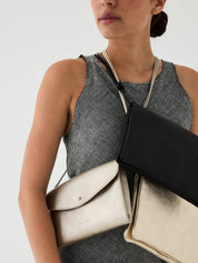Fold Over Double - Compartment Shoulder Bag - Narok Black - ann kurz
