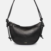 Half Moon Shoulder Bag with Knots - Nappa Black - ann kurz