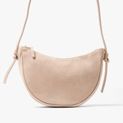 Half Moon Shoulder Bag with Knots - Suede Caramelo - ann kurz