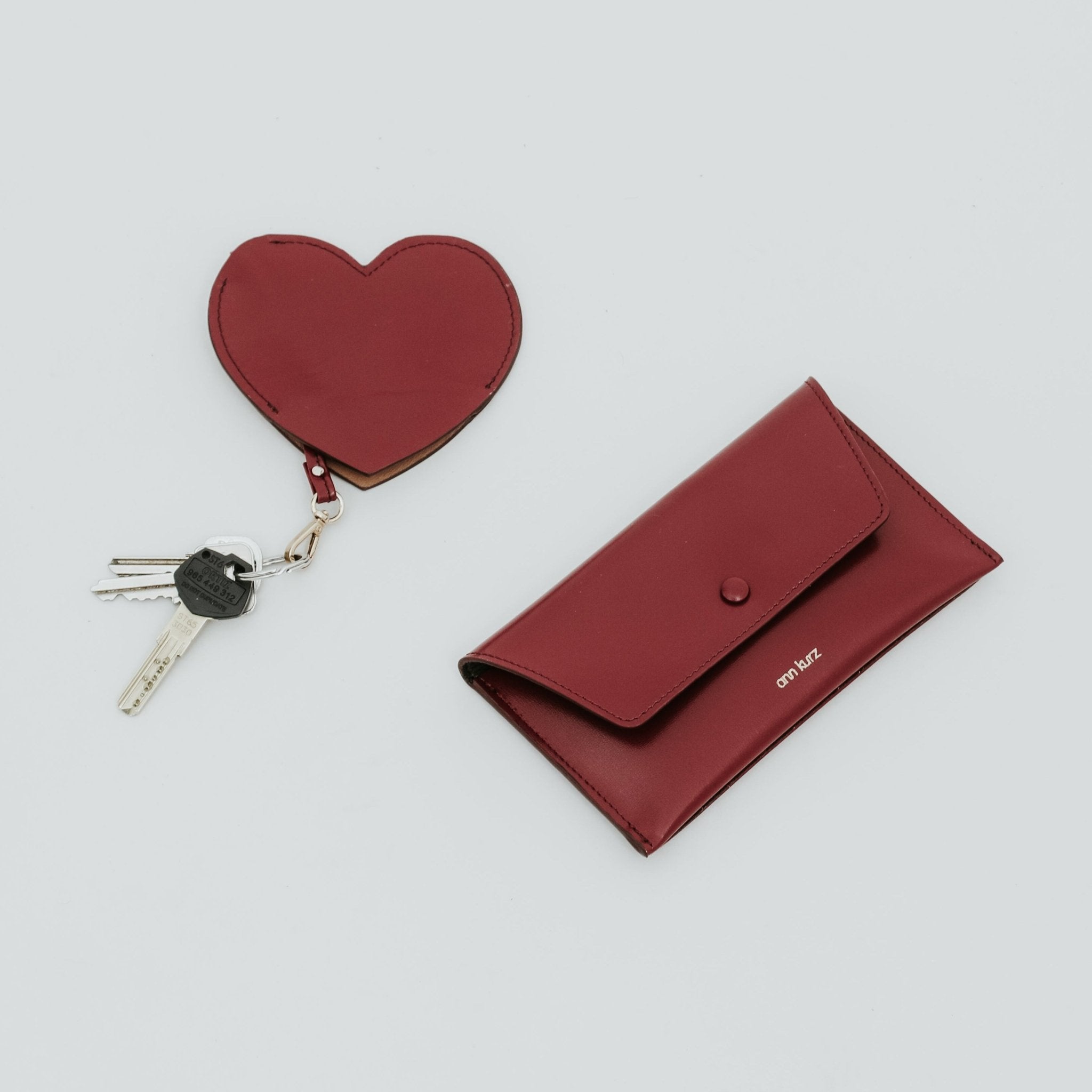 Heart - Shaped Key Ring - Nappa Wine - ann kurz
