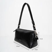 Light Shoulder - Shiny Nappa Black with Gold-Tone Details - ann kurz